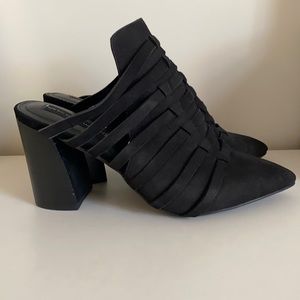 Steven by Steve Madden Black Nubuck Mule Sandals